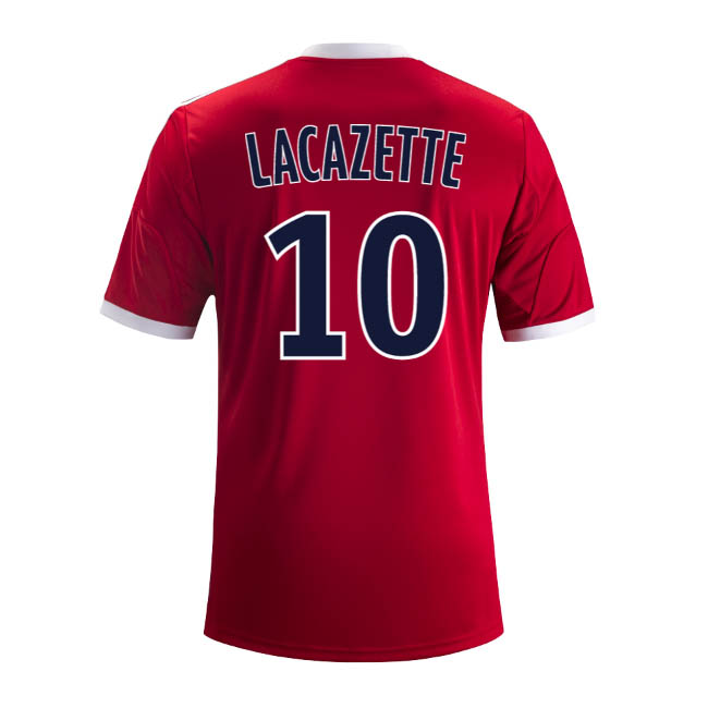 13-14 Olympique Lyonnais #10 Lacazette Away Red Jersey Shirt - Click Image to Close